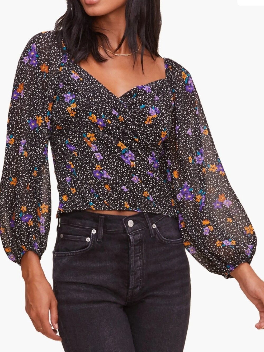 Astr Floral Wrap Full Sleeve Blouse